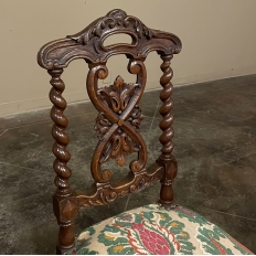 Set of Four 19th Century Renaissance Revival Louis XIII Style Barley Twist Side Chairs in Solid Oak