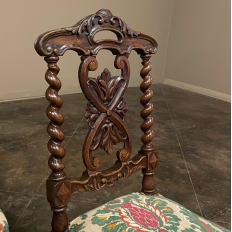 Set of Four 19th Century Renaissance Revival Louis XIII Style Barley Twist Side Chairs in Solid Oak