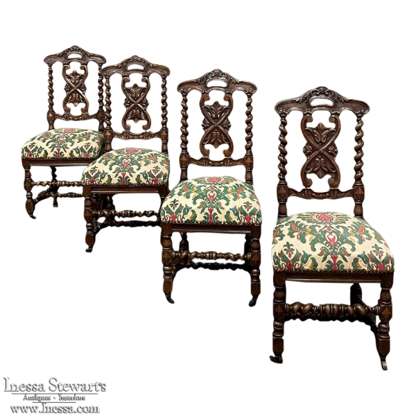 Set of Four 19th Century Napoleon III Period Louis XIV Style Side Chairs