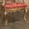 Pair Antique Italian Baroque Giltwood Armchairs with Damascene Silk