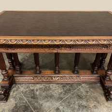 19th Century Napoleon III Walnut Partner's Desk with Faux Leather