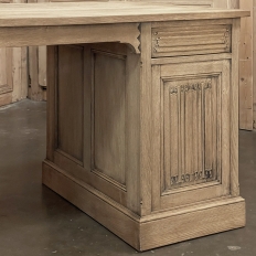 Antique French Gothic Executive Desk in Stripped Oak