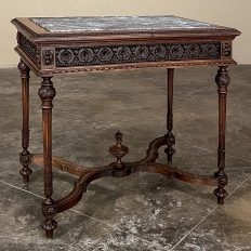 19th Century French Louis XVI Marble Top Library Table ~ End Table