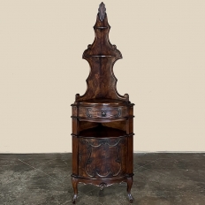 Antique Italian Piemontese Walnut Corner Cabinet