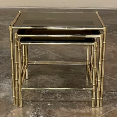 Mid-Century Modern Brass & Glass Nesting Table Set
