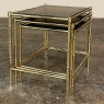 Mid-Century Modern Brass & Glass Nesting Table Set