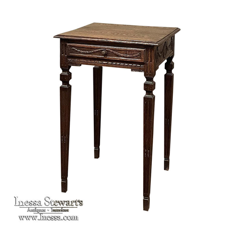Antique Country French Neoclassical Louis XVI End Table ~ Lamp Table