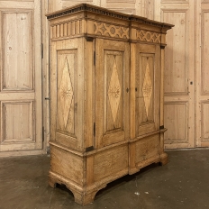 18th Century Swedish Neoclassical Armoire with Inlay in Stripped Oak