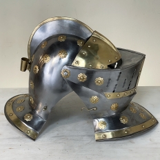 Vintage French Medieval Knight's Helmet in Brass