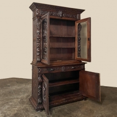 19th Century French Renaissance Hunt Bookcase