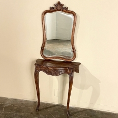 Antique Country French Louis XIV Console with Mirror