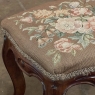 Antique French Louis XV Walnut Footstool with Needlepoint