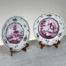 Pair 18th Century Hand-Painted Faience Plates