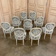 Set of Nine 19th Century French Louis XVI Painted Dining Chairs