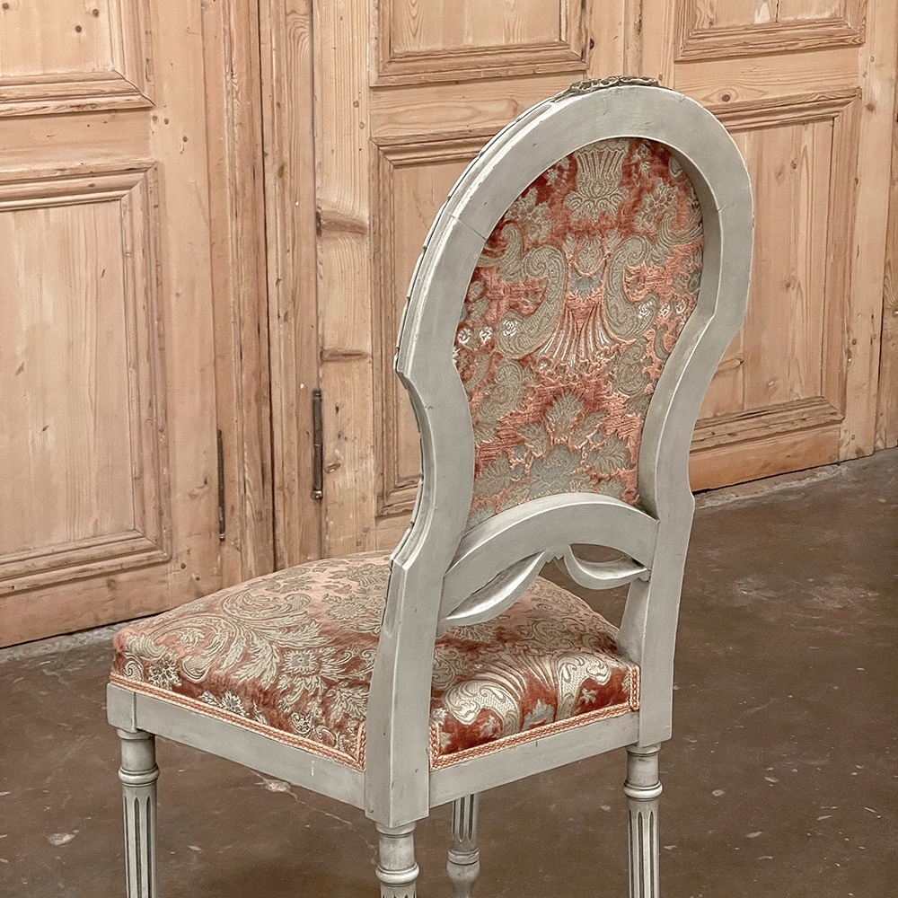 Set of Six Vintage Louis XVI, Style Painted Dining Room Chairs - Lerebours  Antiques