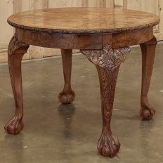 Antique Chippendale End Table with Burl Elm Top