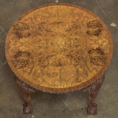 Antique Chippendale End Table with Burl Elm Top