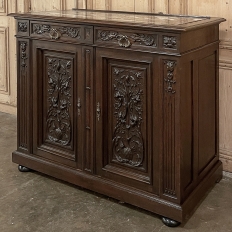 19th Century French Henri II Renaissance Revival Walnut Marble Top Buffet