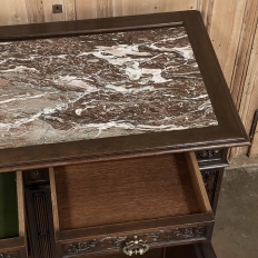 19th Century French Henri II Renaissance Revival Walnut Marble Top Buffet