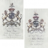 Pair Framed Antique Lithographs of Noble English Family Crests
