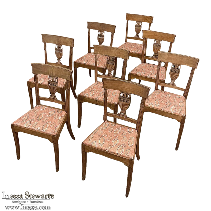 Set of Eight 18th Century Swedish Gustavian Neoclassical Dining Chairs
