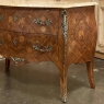 Antique French Louis XV Marquetry Marble Top Commode