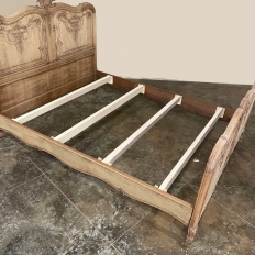 Antique French Louis XIV QUEEN Bed in Stripped Oak