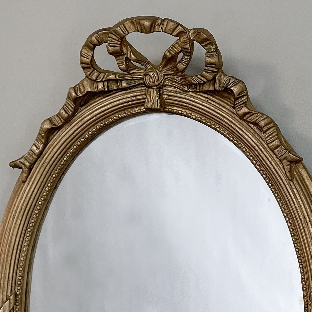 French victorian tole silvered bow wall mirror
