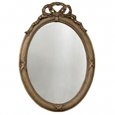 Antique French Petite Oval Gilded and Silvered Wall Mirror