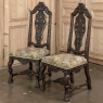 Pair Antique Italian Renaissance Side Chairs