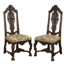 Pair Antique Italian Renaissance Side Chairs