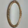 Antique French Petite Oval Gilded and Silvered Wall Mirror
