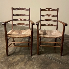 Set of 8 Country French Dining Chairs with Rush Seats includes 2 Armchairs