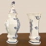 Set of Five 18th Century Hand-Painted Delft Vases including 3 Lidded Urns