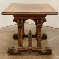 19th Century Italian Neogothic Inlaid Library Table ~ Center Table