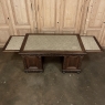 Antique French Walnut Executive Desk with Pull-Outs and Faux Leather Top