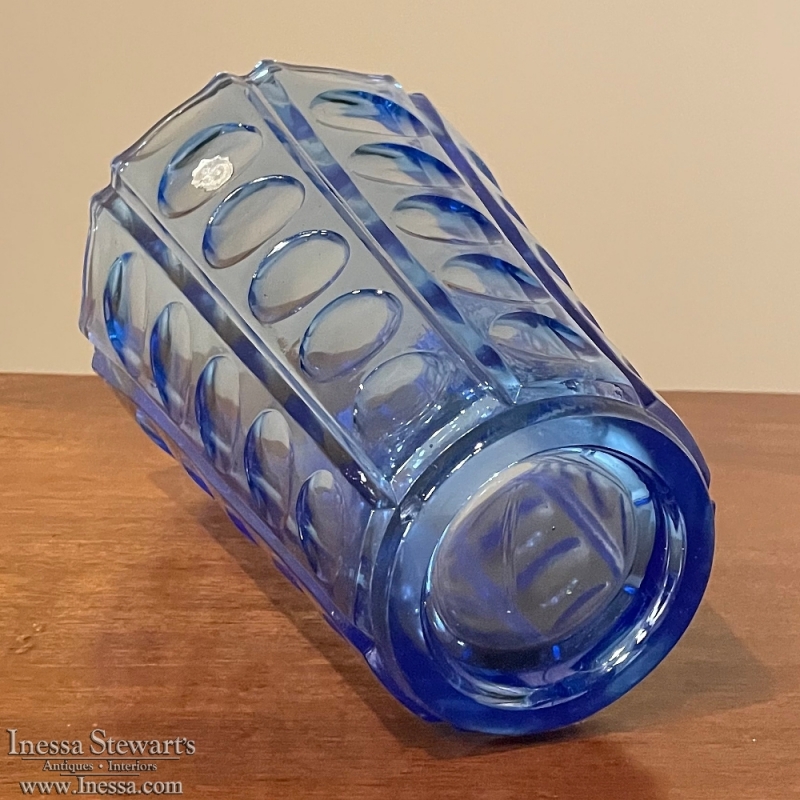MidCentury Blue Glass Vase by Saint Gobain