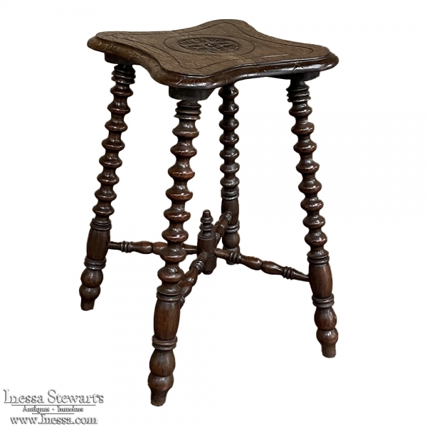 Antique Stool with Spooled Legs