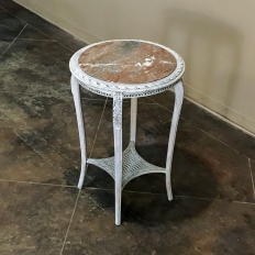 19th Century French Louis XVI Painted Marble Top End Table