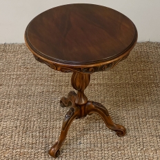Antique Louis XV Walnut Round Lamp Table ~ End Table
