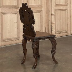 19th Century Black Forest Carved & Inlaid Salon Chair