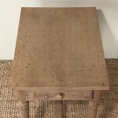 18th Century Rustic European End Table in Stripped Oak