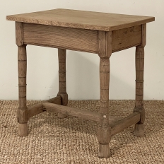 18th Century Rustic European End Table in Stripped Oak