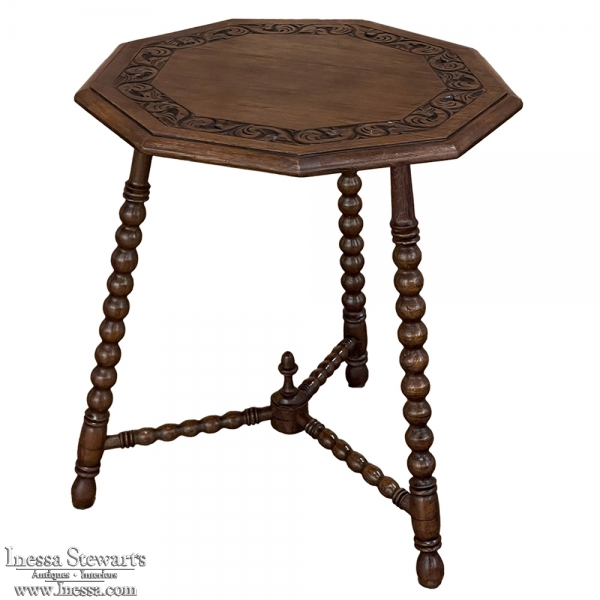 19th Century Renaissance Revival 9-Sided End Table