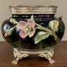 19th Century French Beaux Artes Barbotine Jardiniere with Bronze Mounts