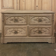 19th Century French Gothic Revival Commode ~ Chest of Drawers in Stripped Oak