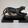 Art Deco Period French Sculpture of Tigers on Polished Slate Base