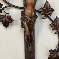 Antique Painted Wrought Iron Crucifix