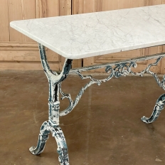 19th Century French Cast Iron Cafe Table ~ Sofa Table with Carrara Marble