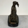 Antique Bronze Statue of Dog on Black Marble Base